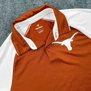 Fanatics Polo Shirt Large Burnt Orange Texas Longhorns Raglan Excellent Mens